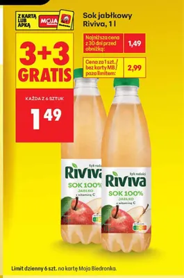 Sok jabłkowy Riviva promocja w Biedronka