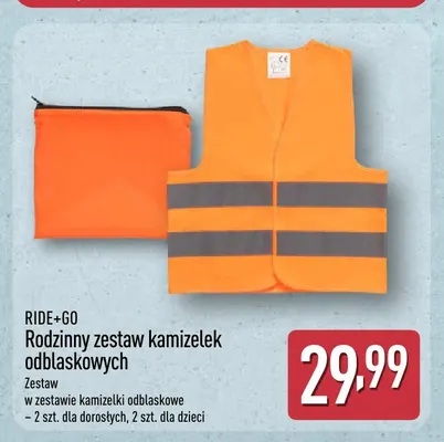 Rodzinny zestaw kamizelek odblaskowych Ride+Go promocja w Aldi