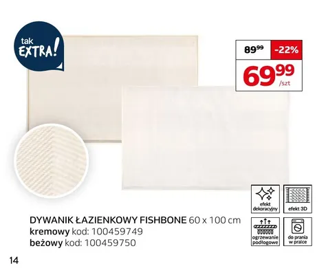 Dywanik łazienkowy Fishbone 60x100 cm promocja w Komfort