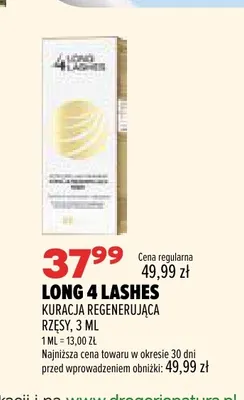 Kuracja regenerująca rzęsy Long 4 Lashes promocja w Drogerie Natura