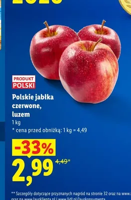 Jabłka czerwone polskie luzem promocja w Lidl