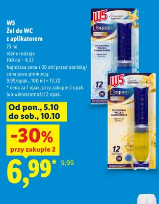 Żel do WC z aplikatorem W5 Elegance Lazurowa Laguna promocja w Lidl