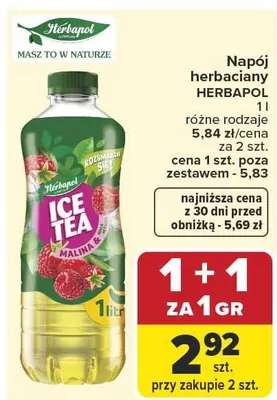 Napój herbaciany Herbapol Ice Tea Malina promocja w Carrefour