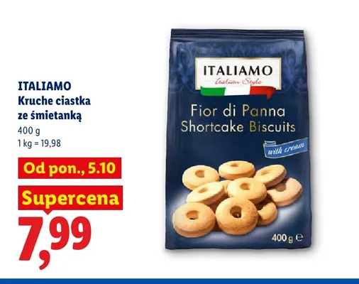 Kruche ciastka ze śmietanką Italiamo promocja w Lidl