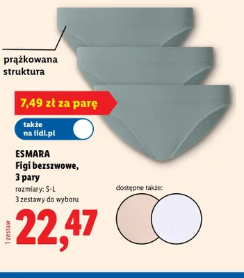 Figi bezszwowe Esmara 3-pak promocja w Lidl