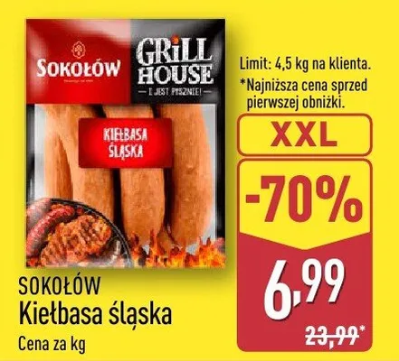 Kiełbasa śląska Sokołów Grill House promocja w Aldi