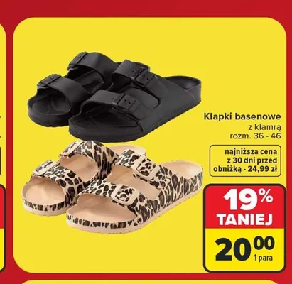 Klapki basenowe z klamrą promocja w Carrefour