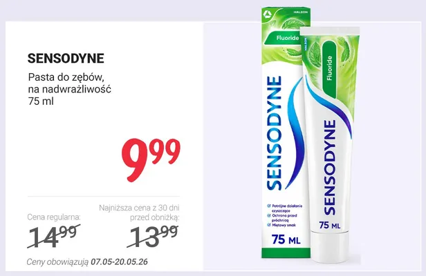Pasta do zębów na nadwrażliwość SENSODYNE promocja w Rossmann
