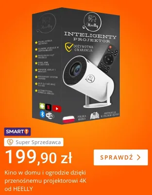 Projektor przenośny 4K Heelly promocja w Allegro