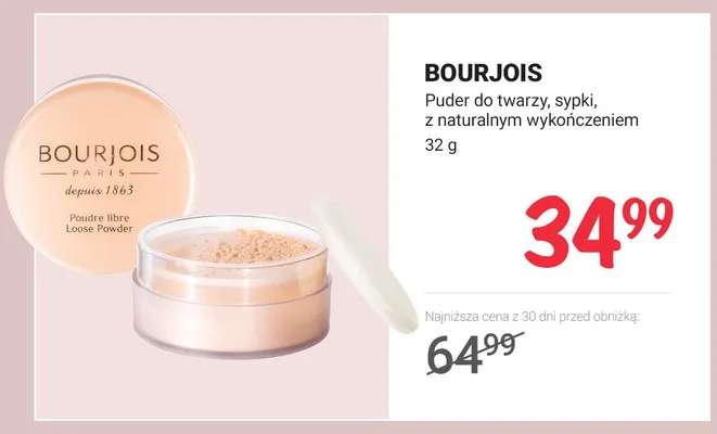 Puder do twarzy sypki z naturalnym wykończeniem Bourjois promocja w Rossmann