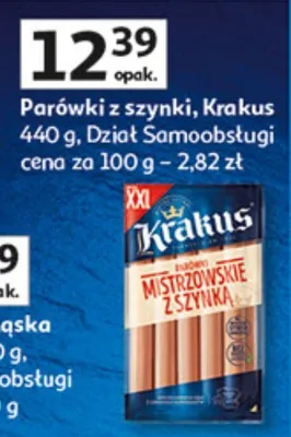 Parówki z szynki dział samoobsługi promocja w Auchan