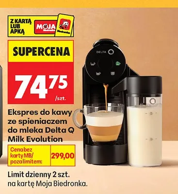 Ekspres do kawy ze spieniaczem do mleka Delta Q Milk Evolution promocja w Biedronka