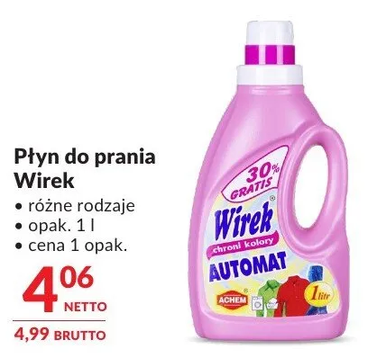 Płyn do prania Wirek różne rodzaje promocja w Makro