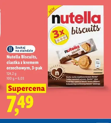Nutella Biscuits ciastka z kremem orzechowym 3-pak promocja w Lidl