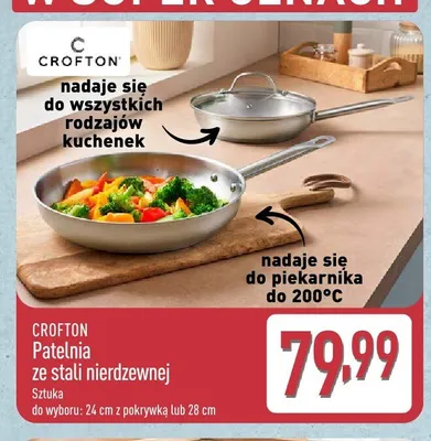Patelnia ze stali nierdzewnej Crofton 28 cm promocja w Aldi