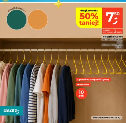 Wieszaki metalowe z powłoką antypoślizgową 10-pak promocja w Dealz