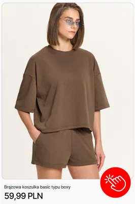 Koszulka basic typu boxy brązowa Cropp promocja w Cropp