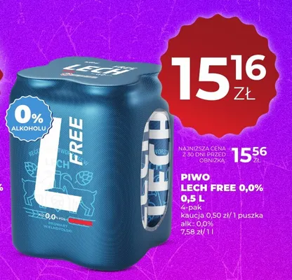 Piwo bezalkoholowe Lech 4-pak promocja w Duży Ben
