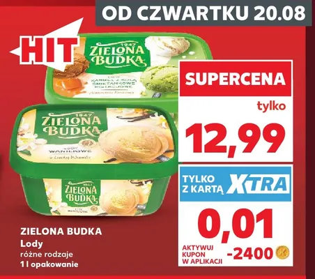 Lody karmel z solą śmietankowe pistacjowe Zielona Budka promocja w Kaufland