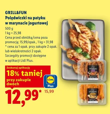 Polędwiczki na patyku w marynacie jogurtowej Grill&Fun promocja w Lidl
