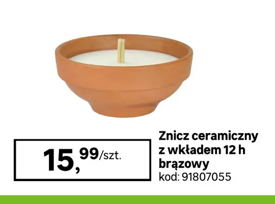 Znicz ceramiczny z wkładem 12 h brązowy promocja w Leroy Merlin