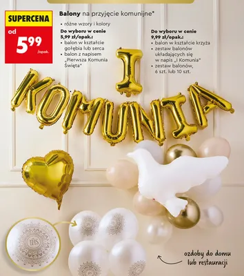 Balony na przyjęcie komunijne - cena od: promocja w Biedronka