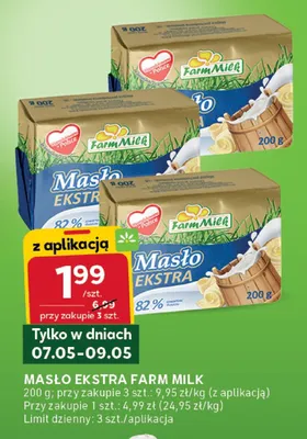 Masło ekstra Farm Milk promocja w Stokrotka