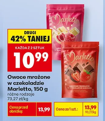Owoce mrożone w czekoladzie Marletto maliny w białej czekoladzie promocja w Biedronka