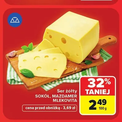 Ser żółty Sokół Mlekovita promocja w Carrefour Market