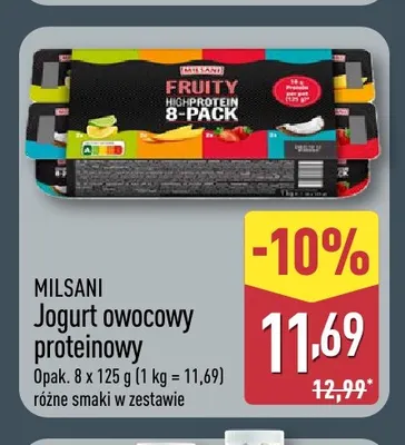 Jogurt owocowy proteinowy 8-pak Milsani promocja w Aldi