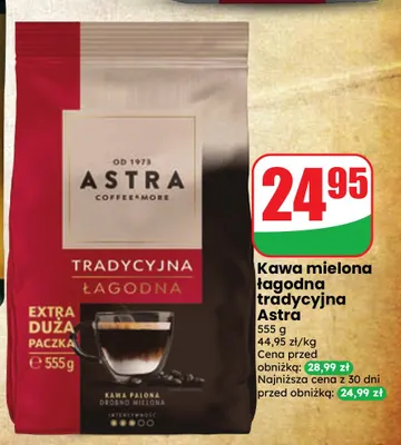 Kawa mielona łagodna tradycyjna Astra promocja w Dino