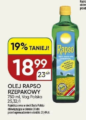 Olej rzepakowy Rapso promocja w Chata Polska