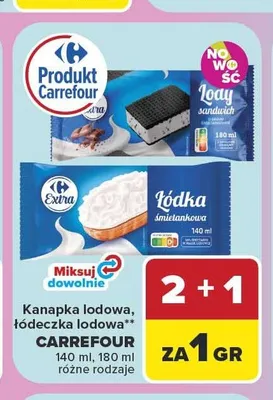 Łódeczka lodowa śmietankowa Carrefour Extra promocja w Carrefour Market
