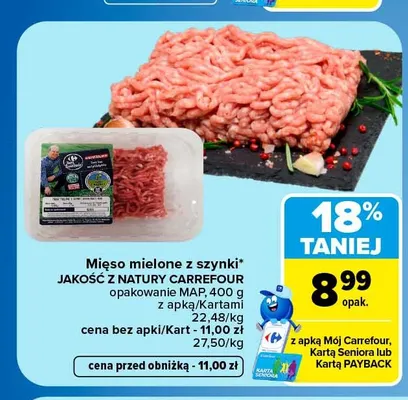 Mięso mielone z szynki Jakość z Natury Carrefour promocja w Carrefour