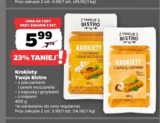 Krokiety z kapustą i grzybami Twoje Bistro promocja w Netto