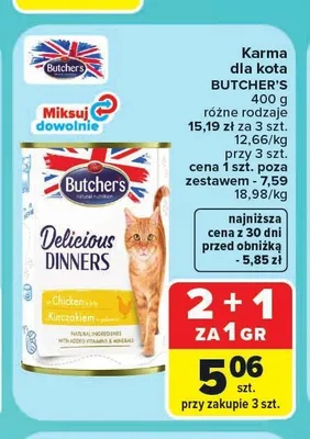 Karma dla kota Butcher's Delicious Dinners kurczak promocja w Carrefour Market