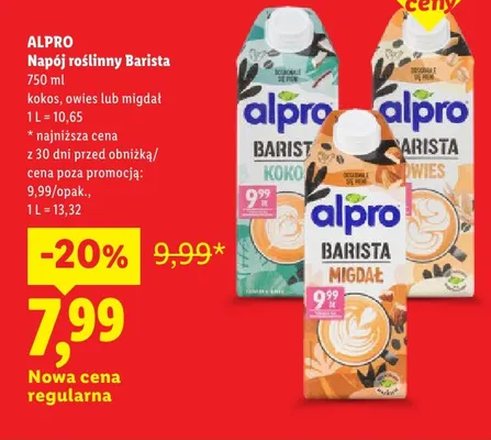 Napój roślinny Barista migdał Alpro promocja w Lidl
