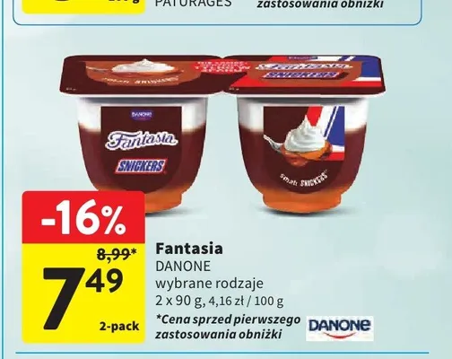 Fantasia DANONE Snickers 2-pak 90g promocja w Intermarche