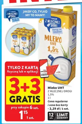 Mleko UHT Z Mlecznej Drogi 1,5% promocja w Intermarche
