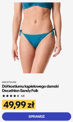Dół kostiumu kąpielowego damski Decathlon Sandy Folk promocja w Decathlon