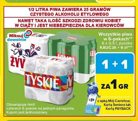 Piwo Żywiec Jasne Pełne 6-pak promocja w Carrefour Market