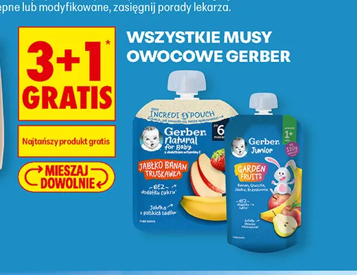 Mus owocowy Gerber Natural jabłko banan truskawka promocja w Biedronka