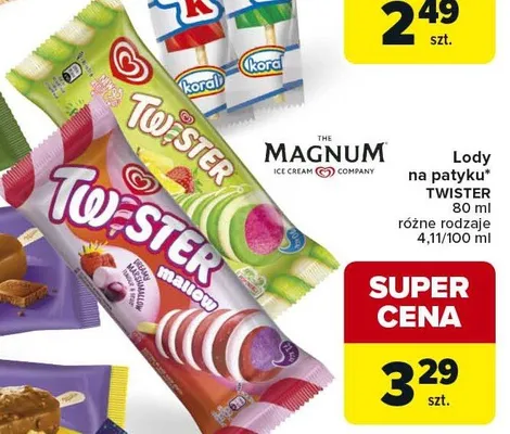 Lody na patyku Twister promocja w Carrefour