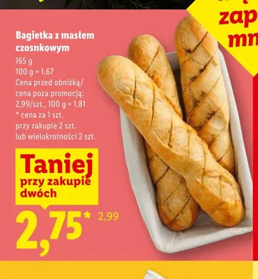 Bagietka z masłem czosnkowym promocja w Lidl