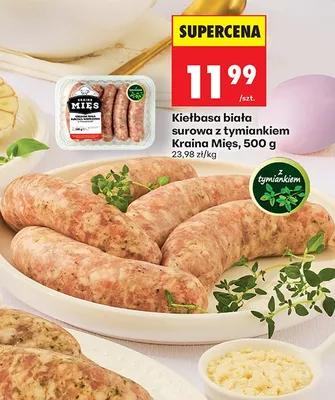 Kiełbasa biała surowa z tymiankiem promocja w Biedronka