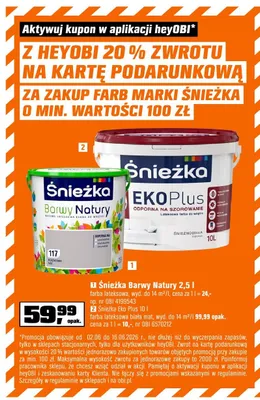 Farba lateksowa biała mat Śnieżka Eko Plus 10l promocja w OBI