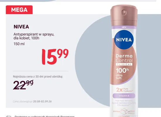 Antyperspirant w sprayu dla kobiet Nivea 100h promocja w Rossmann