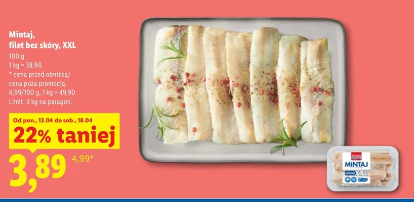 Mintaj filet bez skóry, XXL promocja w Lidl