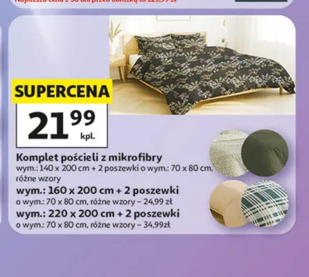 Komplet pościeli z mikrofibry 140x200cm + 2 poszewki 70x80cm promocja w Auchan