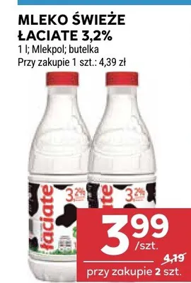 Mleko świeże łaciate 3,2% promocja w Stokrotka